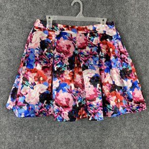 TeezeMe Floral Satin Full Pleated Skirt Junior Women Size 9 - 10  With Crinoline